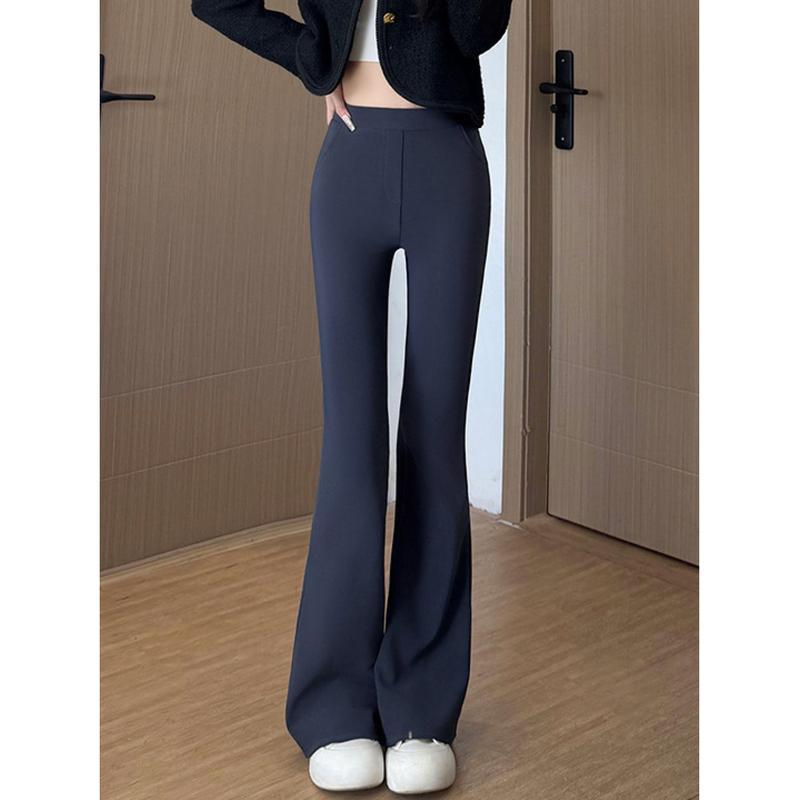 フレアパンツ レディース ハイウエスト 脚長効果 センタープレス