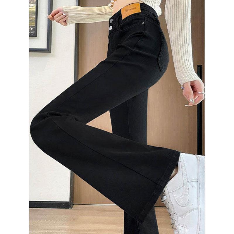 S*C様 ダブルエッジパッチ加工ブーツカット(ベルボトム)デニム デニムパンツ レディース ハイウエスト ブーツカット 2つボタン 美脚
