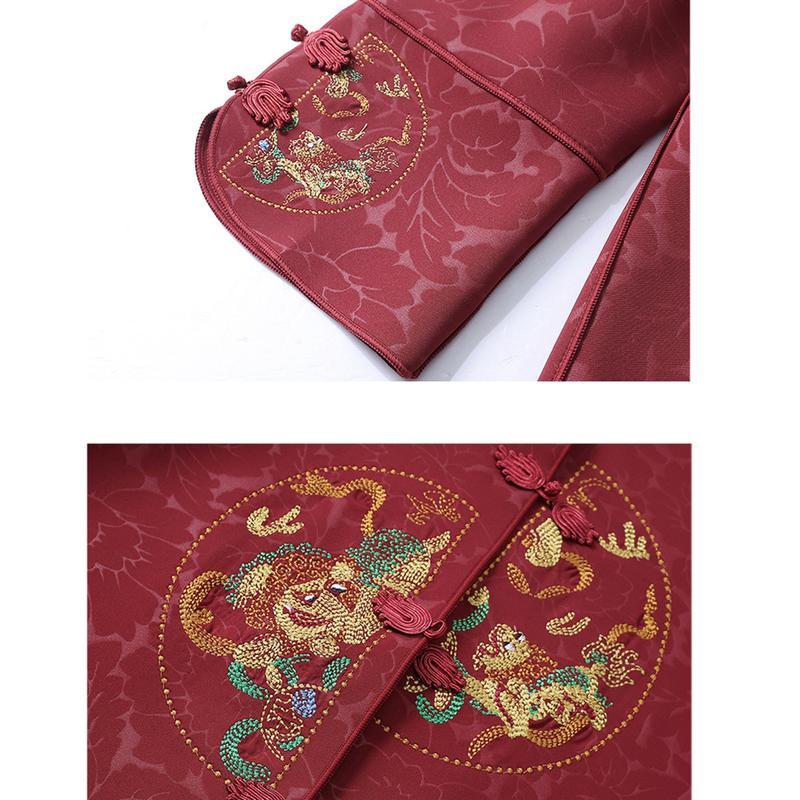 ジャケット レディース 唐装 漢服 刺繍 チャイナ風 丸首 ヴィンテージ