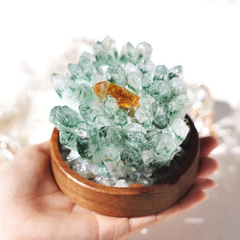 クリスタル 水晶 天然石 グリーン水晶 鉱石 原石 六角柱 天然 浄化用