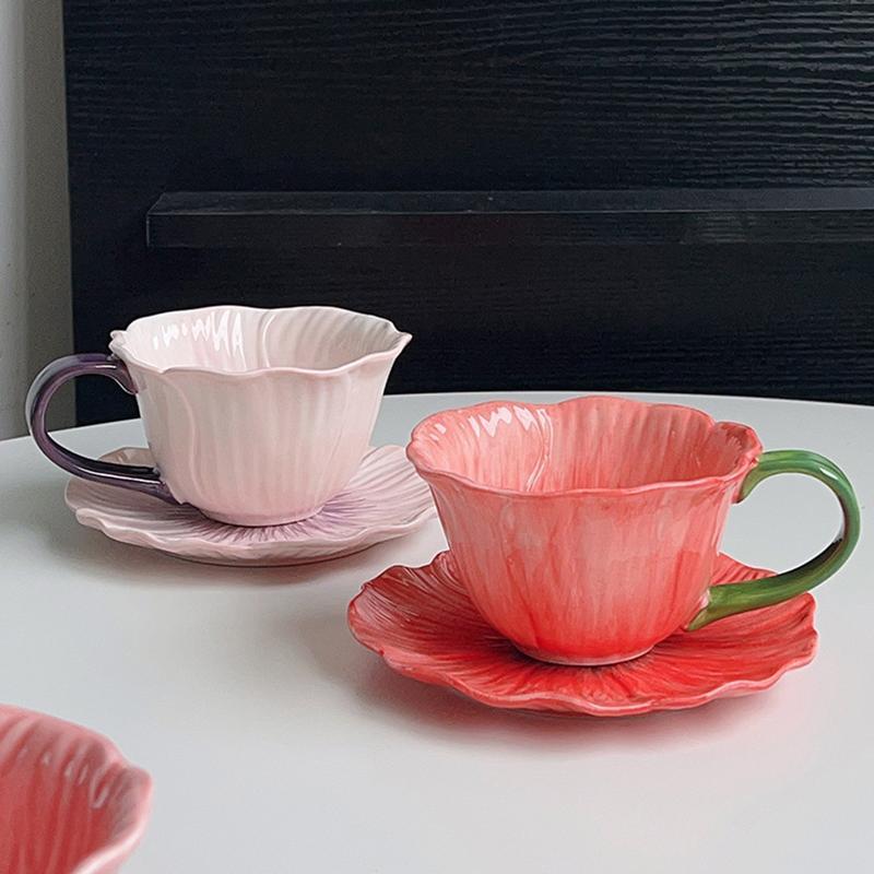 コーヒーカップ カップソーサー 花柄 カフェオレマグ 陶器 丈夫で
