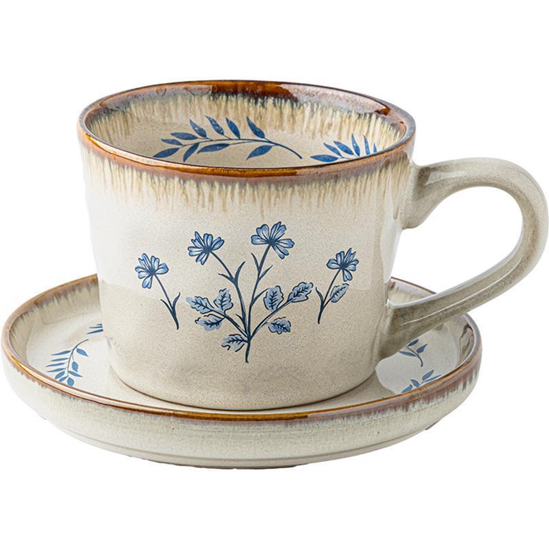 カップソーサー カフェオレマグ 花柄 セラミック コーヒーカップ 丈夫