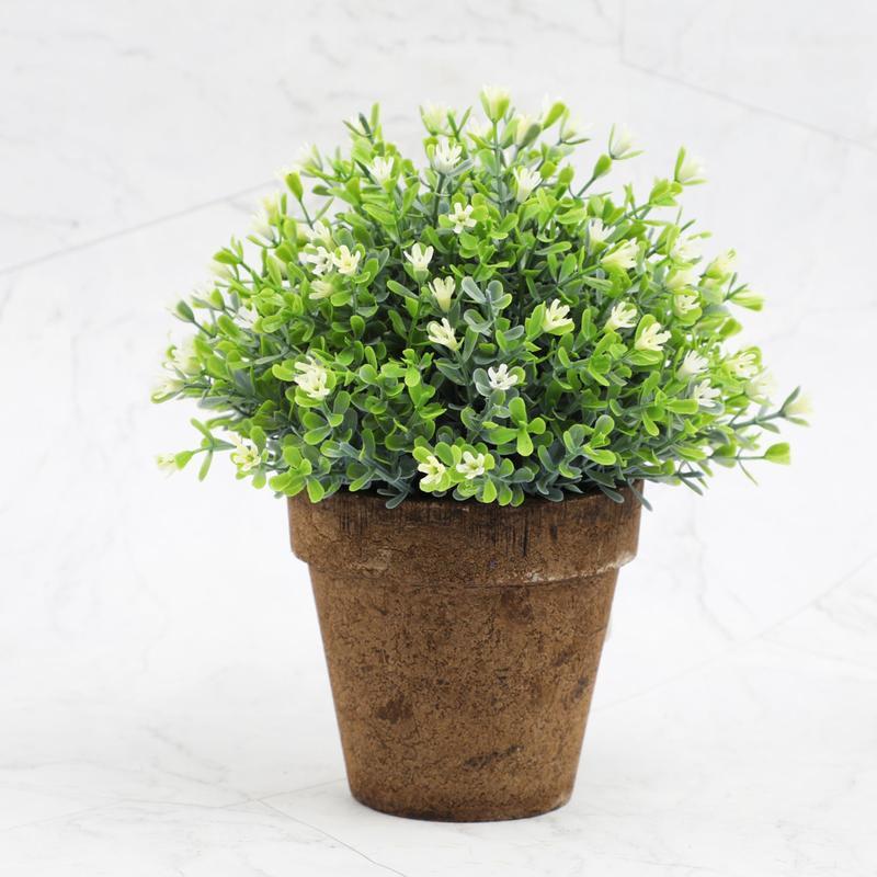 人工盆栽 フェイクグリーン ツゲ 鉢植え 月見草 造花 人工観葉植物