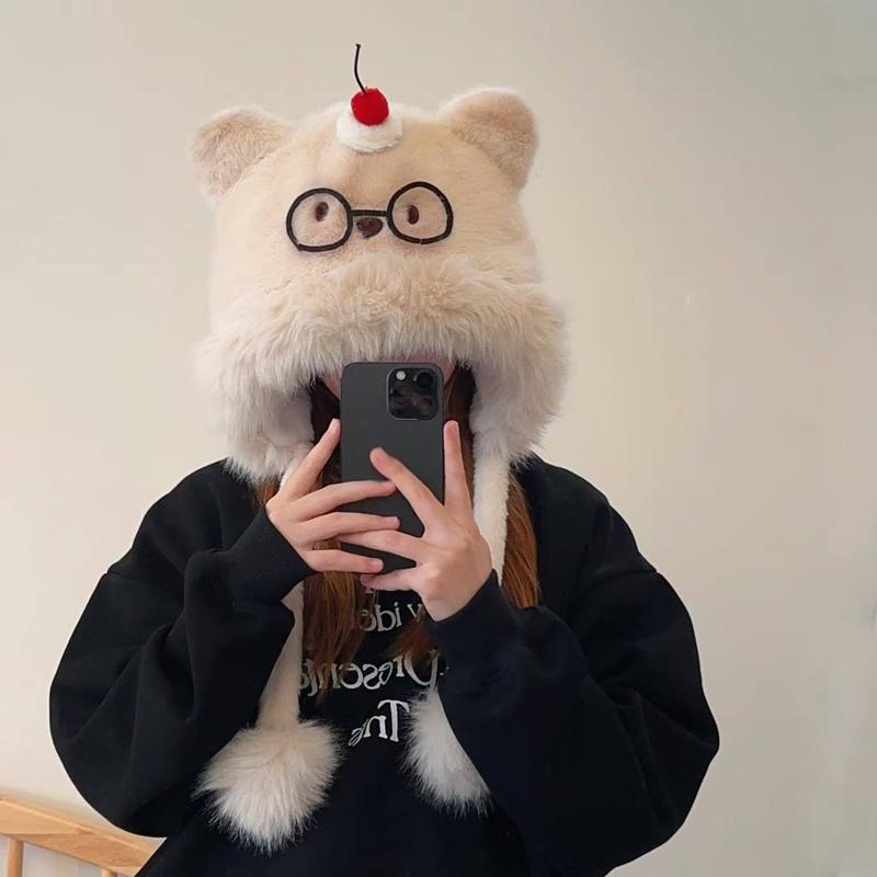 かわいい ぬいぐるみ帽子 プルオーバー帽 ねこ くま 動物デザイン