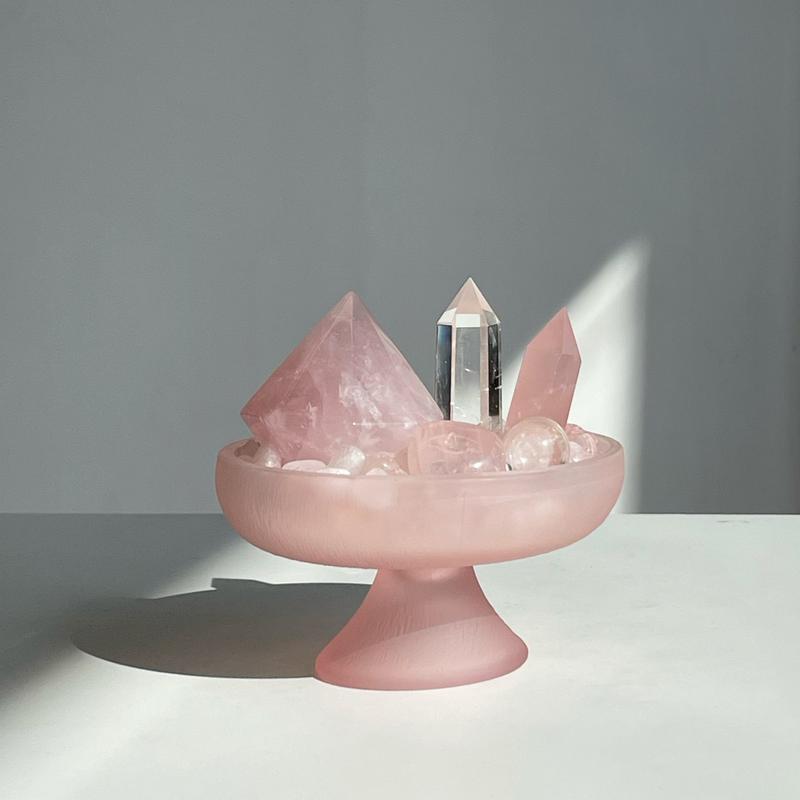 ローズクォーツ 水晶 クラスター 浄化用 パワーストーン 原石 置物