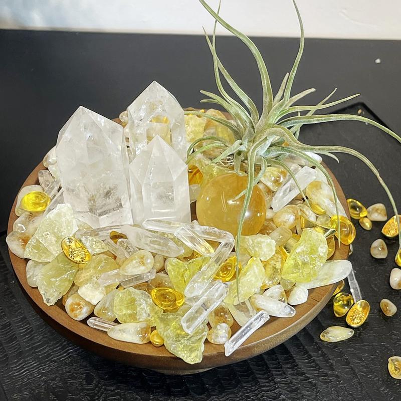 水晶 さざれ石 浄化用 天然石 晶六角柱 浄化セット 風水 玄関 置物