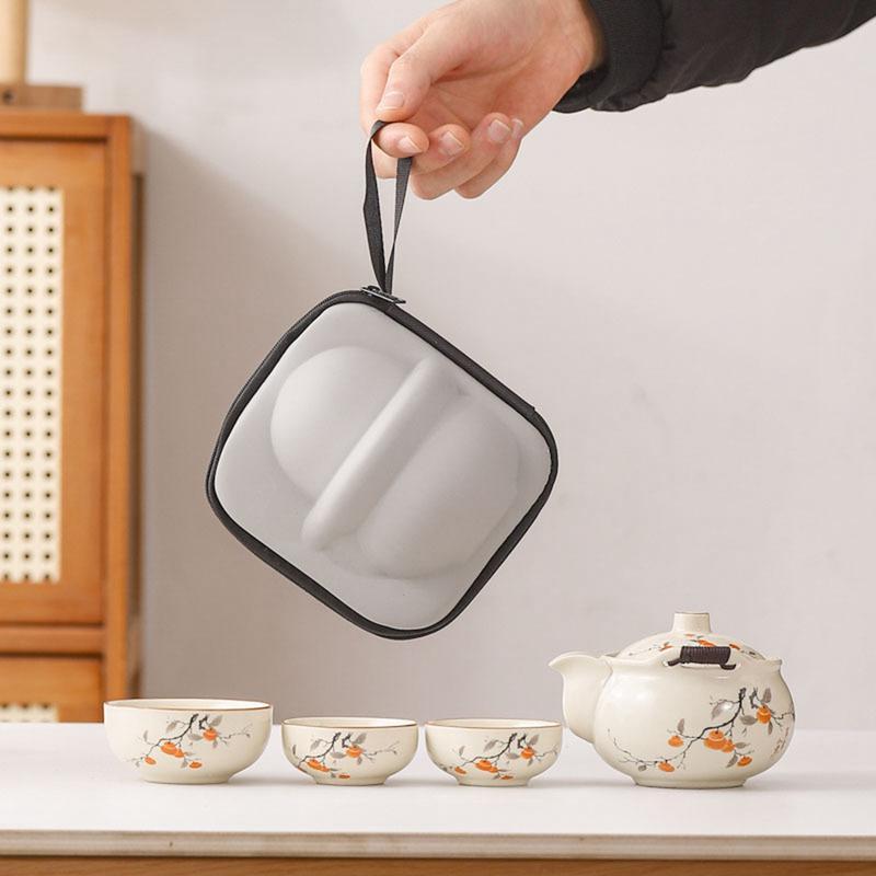 トラベルティーセット ティーセット 湯呑み 携帯用 汝窯 花柄 便利