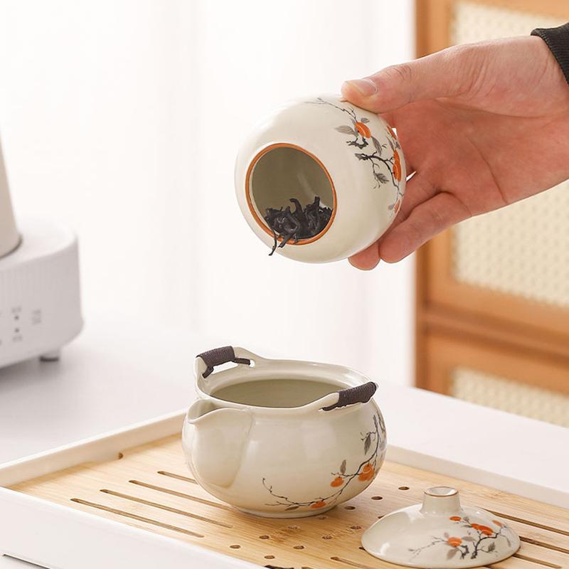 トラベルティーセット ティーセット 湯呑み 携帯用 汝窯 花柄 便利