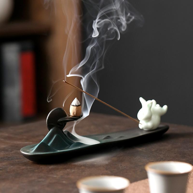 香炉 お香立て セラミック 逆流香炉 龍 倒流香 線香たて 陶器製 線香皿