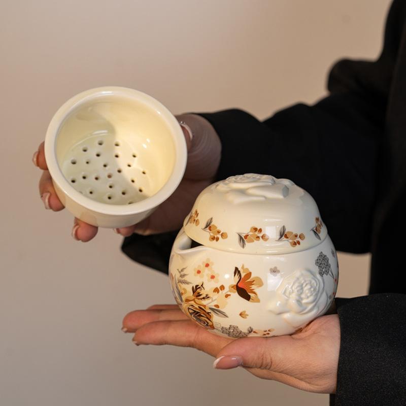茶道具セット 陶器製 花柄 専用ケース付き 茶道具セット 陶器製 花柄