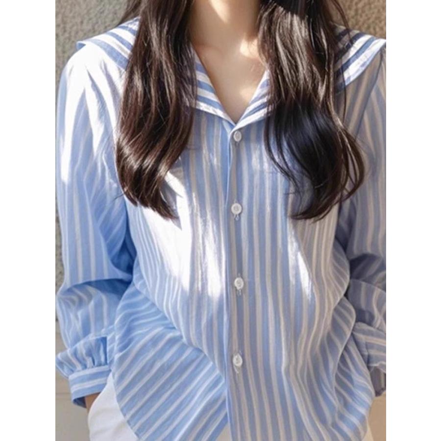 Blumarine セーラーカラー　ブラウス　白　刺繍　マリン　長袖　Lサイズ ブラウス レディース 長袖 セーラーカラー シャツ ファッション マリン