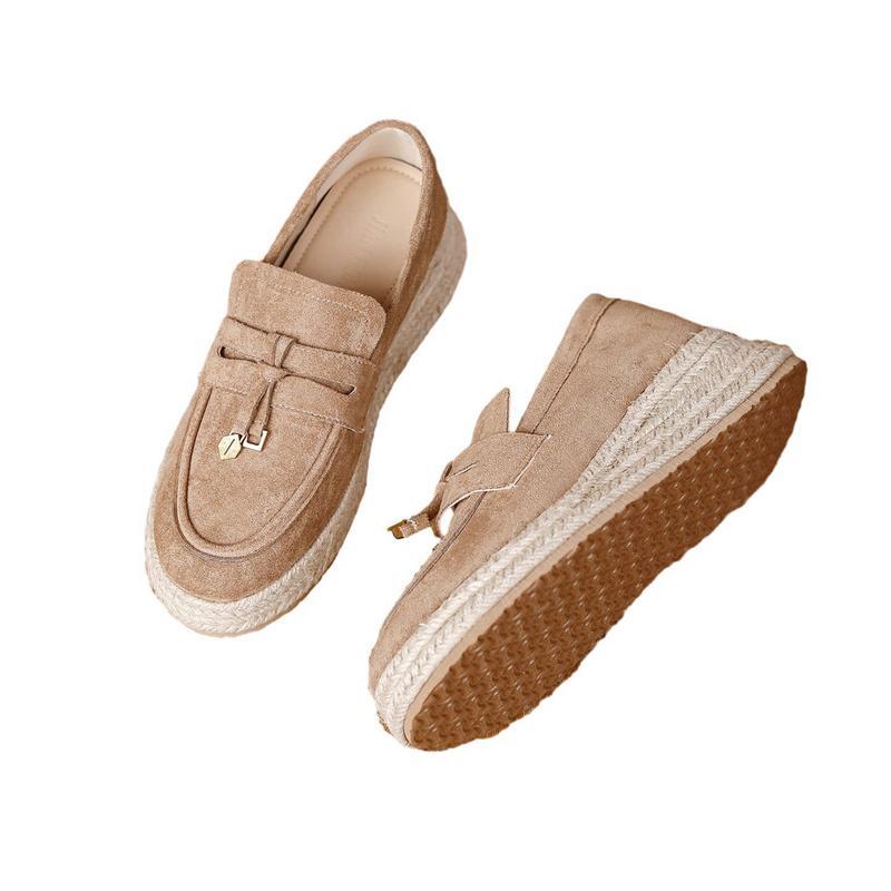 【ST様】TOD’Sレディース ローファーエスパドリーユ Tan タン ローファー 厚底 スエードエスパドリーユ レディース ジュート底