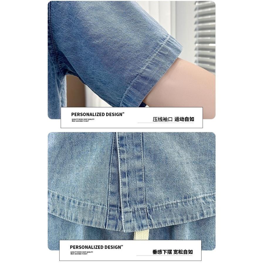 デニム セットアップ メンズ 上下セット 半袖シャツ ハーフパンツ