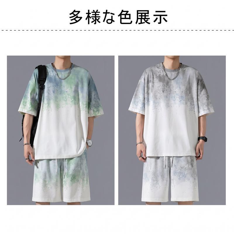 セットアップ メンズ 上下セット 夏 Tシャツ ハーフパンツ