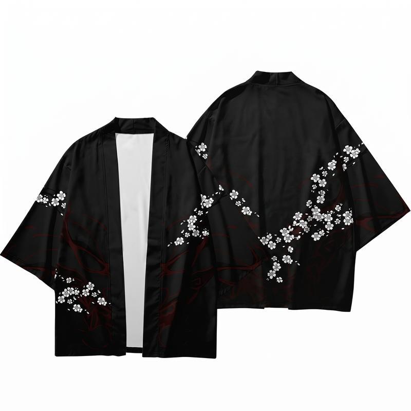 甚平 メンズ 羽織 上下セット 和柄 浮世絵 龍 鶴 七分袖 涼しい ビッグ
