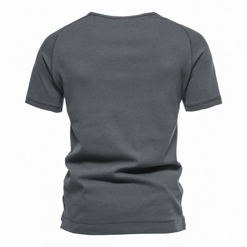 メンズ ペーパーブークレ ラグランスリーブ Tシャツ ヘンリーネック Tシャツ メンズ 半袖 ラグランスリーブ ワッフル生地