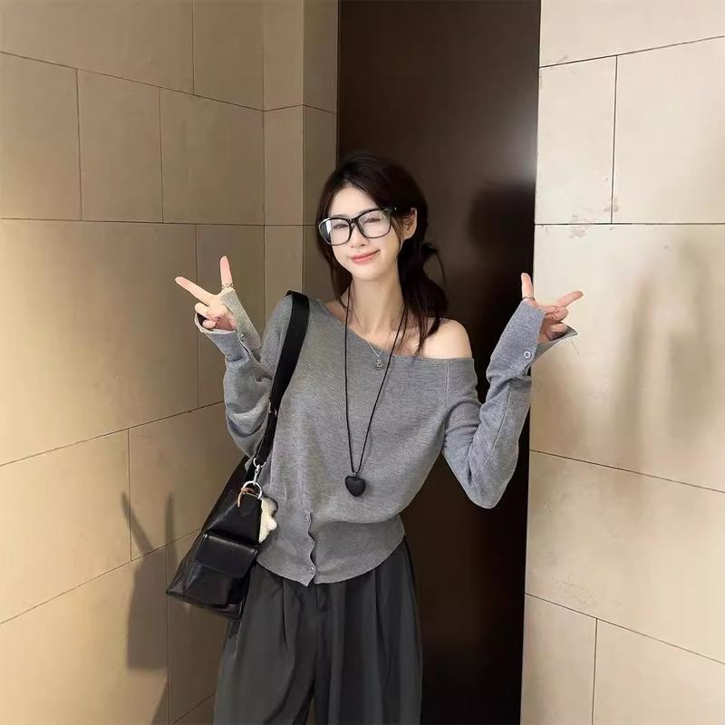 肩出し ニット トップス レディース オフショルダー セーター