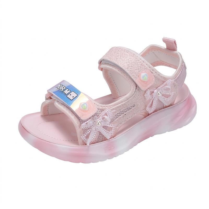 【SALE中】リボン付き厚底ピンクサンダル サンダル 女の子 キッズ プリンセス キラキラ リボン スポーツサンダル
