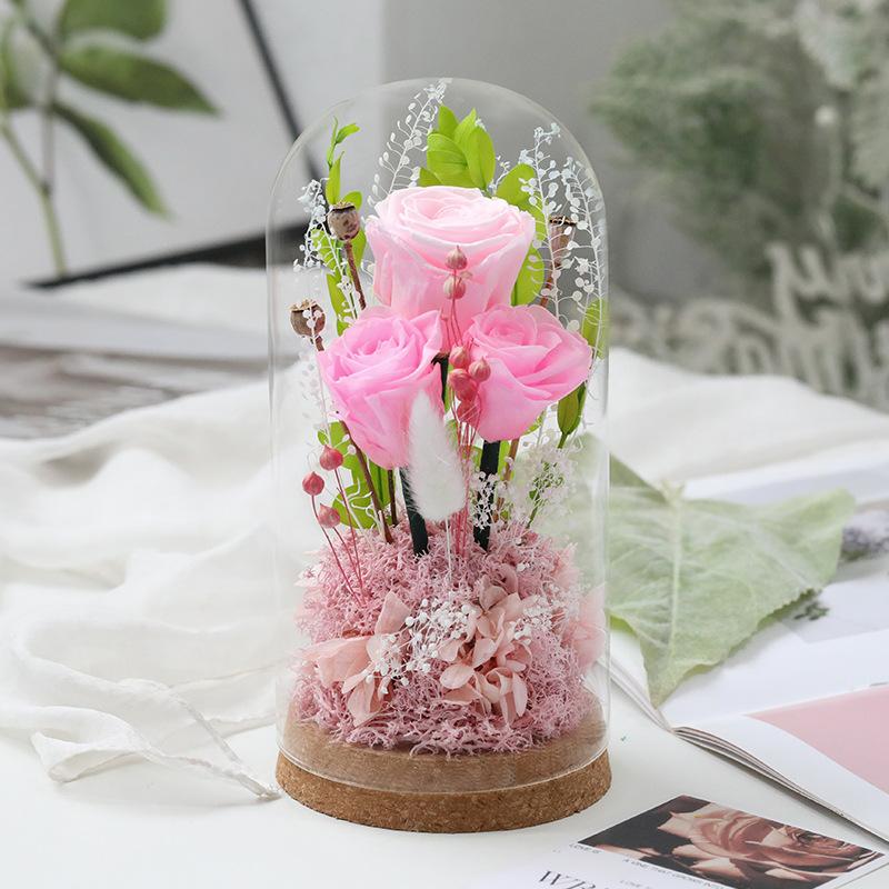ガラスドーム 永遠の花 プリザーブドフラワー プレゼント コルク台座