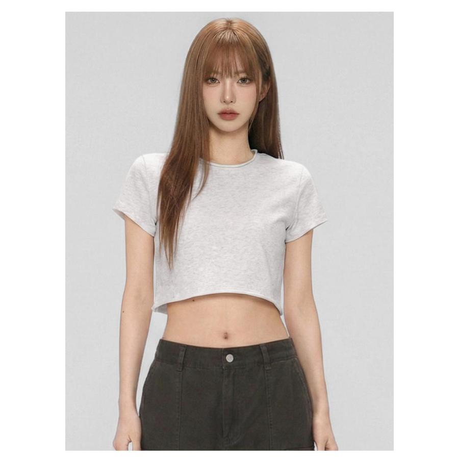レディース Tシャツ 半袖 クロップド丈 へそ出し トップス 丸首