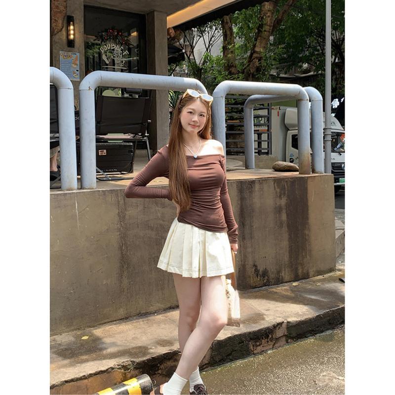 オフショルダー Tシャツ レディース 長袖 肩出し トップス タイト