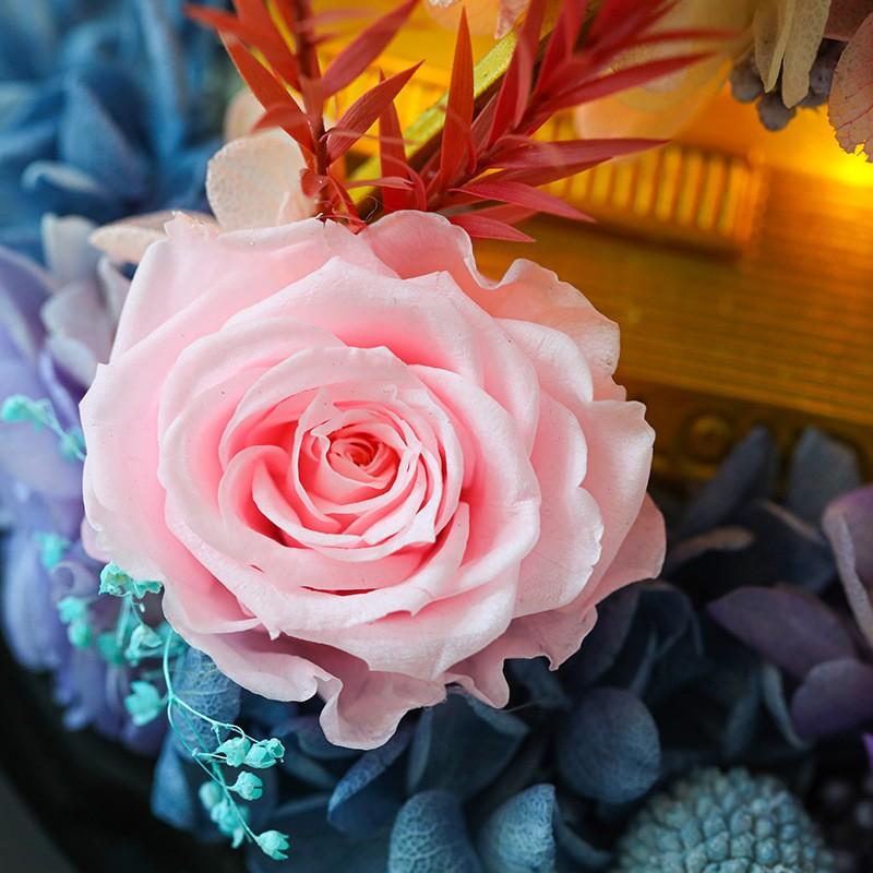 プリザーブドフラワー ガラスドーム 永遠の花 観覧車 モチーフ ローズ LEDライト付き プレゼント 造花 日常飾り 友達 友人 娘 男性_4