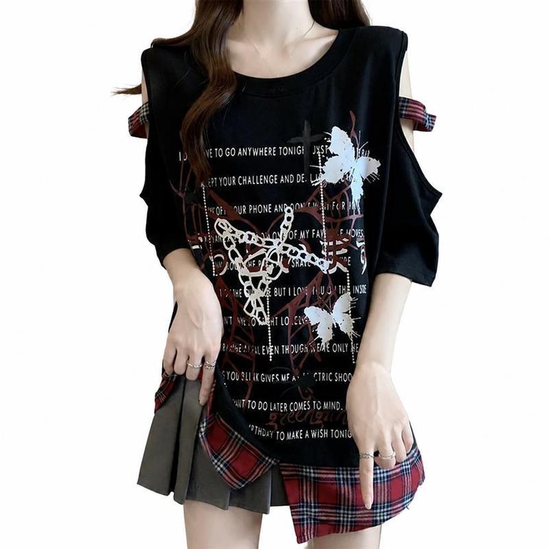 Tシャツ レディース カットソー 肩出し 半袖 オーバーサイズ ビッグ