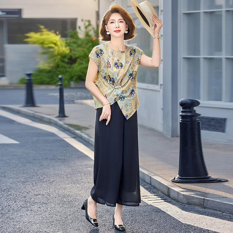 シャツ シニア 年寄り 高齢者 ワイドパンツ 長ズボン セットアップ