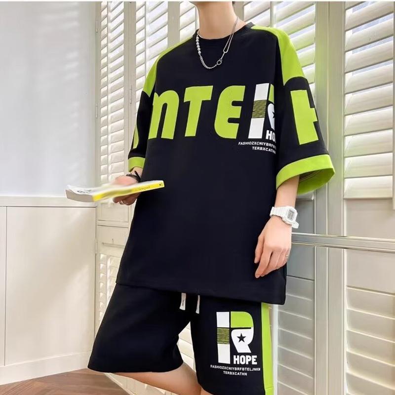 夏服 tシャツ セットアップ メンズ トップス ハーフパンツ 切り替え