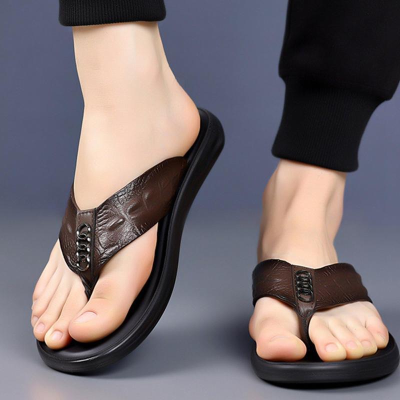  SLIPPER スエード✕クロコ型押し　トングサンダル US9 スリッパ トングサンダル メンズ クロコの型押し ベランダスリッパ