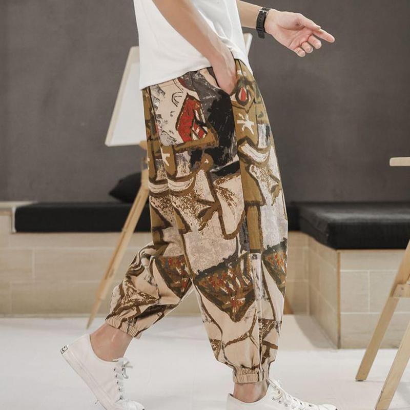 ガウチョパンツ アロハ風 花柄 サルエルパンツ メンズ ワイド