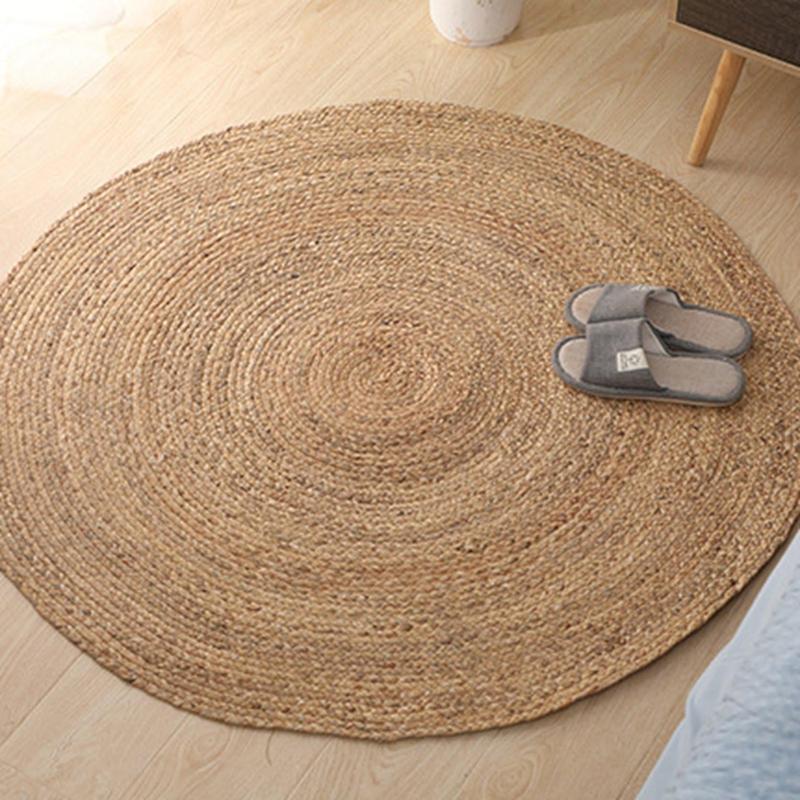 草編み カーペット 円形ラグ フロアマット ガマ 夏用カーペット 北欧風