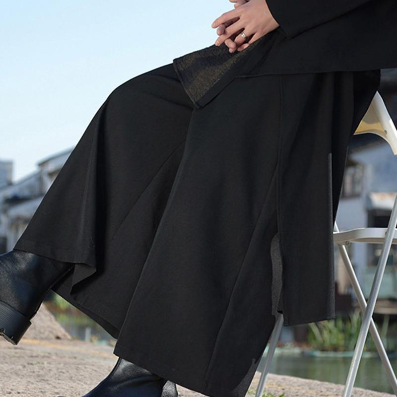 ワイドパンツ メンズ パッチワーク スプライス 袴パンツ 和風 モード系