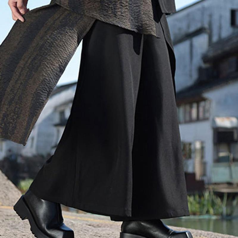 ワイドパンツ メンズ パッチワーク スプライス 袴パンツ 和風 モード系