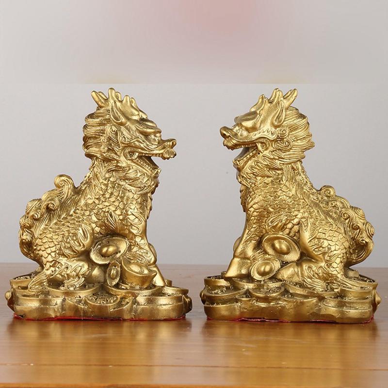 麒麟 銅器 銅製品 鎮宅辟邪 開運風水 招財 置物 工芸品 装飾品 麒麟 キリン セット ペア 銅製 風水グッズ 金運アップ 開運 招財 商売