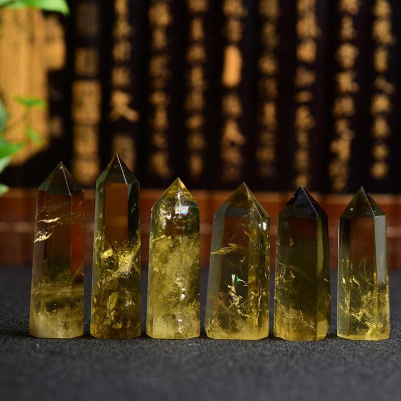 ブラジル産 天然シトリン ポイント 水晶六角柱 イエロークォーツ 水晶
