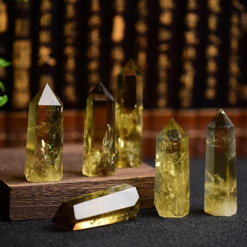 ブラジル産 天然シトリン ポイント 水晶六角柱 イエロークォーツ 水晶