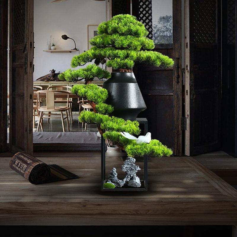 ウェルカムパイン盆栽 人工観葉植物 大型 造花 人工盆栽 ガーデン