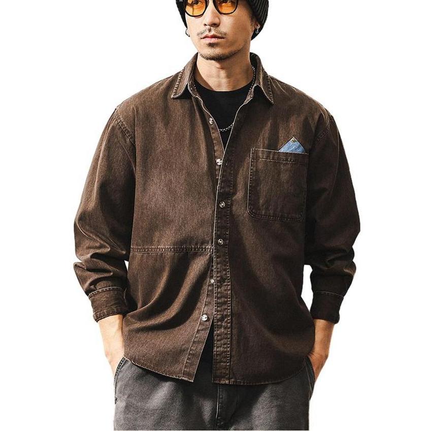 ヘビーウェイト 開襟シャツ 長袖 春夏アウター メンズシャツ