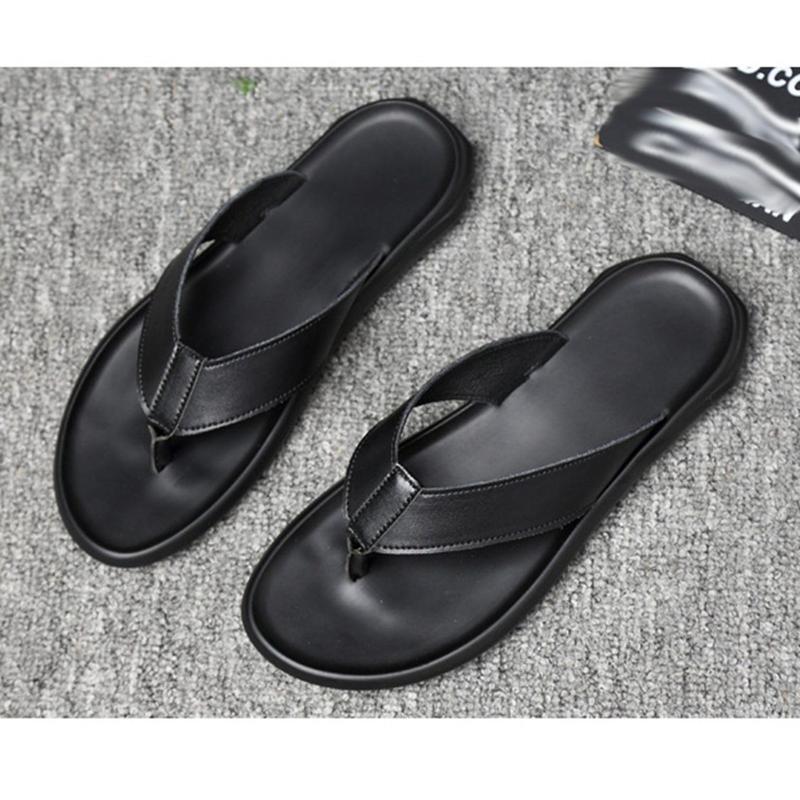  SLIPPER トングサンダル 28cm レザー 黒　本革 本革 スリッパ トングサンダル メンズ ベランダスリッパ レザー 鼻緒