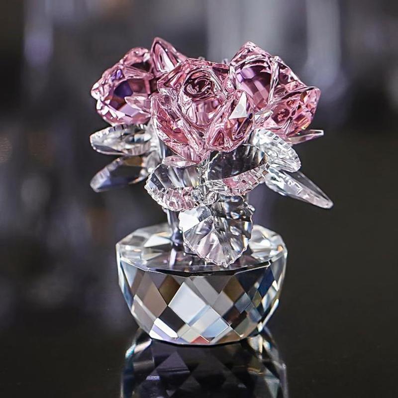 クリスタルガラス ハート ローズ 置物 インテリア 薔薇の花 クリスタル ガラス 置物 ヒーリング インテリア ガラス