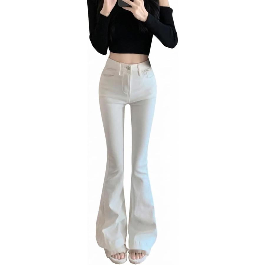 フレアパンツ レディース デニム ハイウエスト 美脚 脚長 ブーツカット 