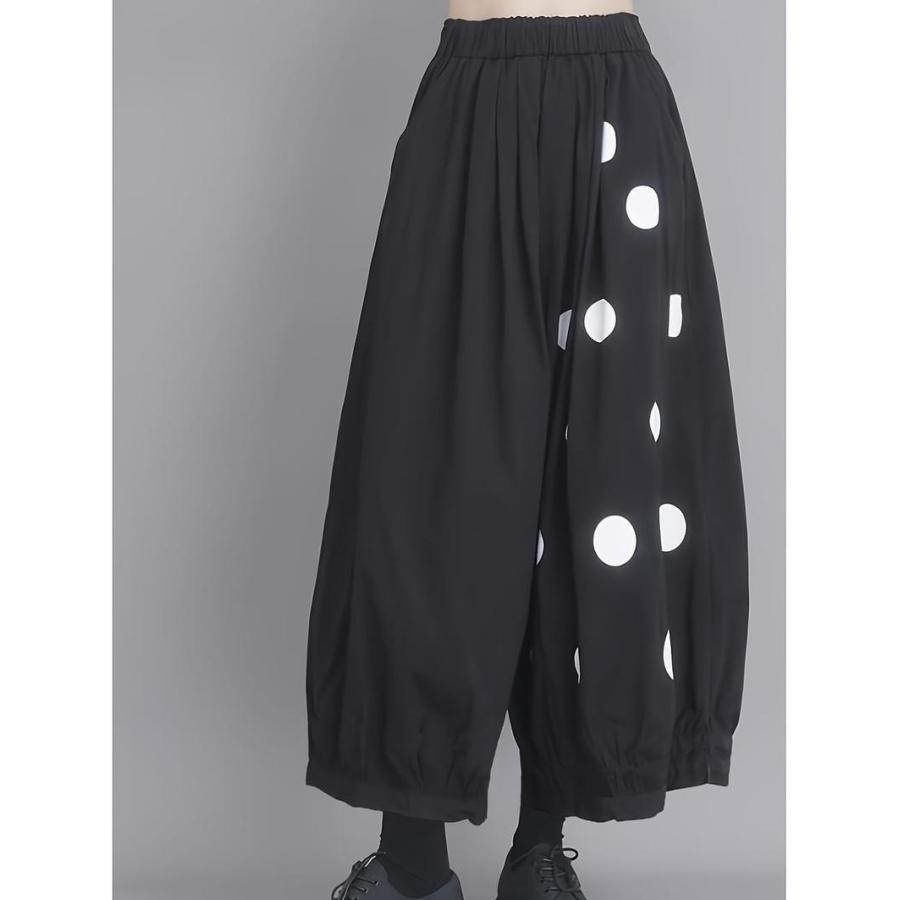 ワイドパンツ レディース サルエルパンツ ドット柄 水玉