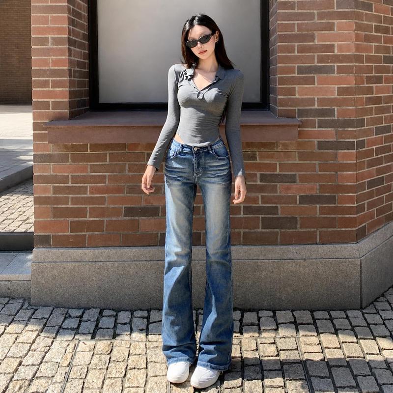 デニムパンツ レディース ローライズ ジーンズ 美脚 ヴィンテージ