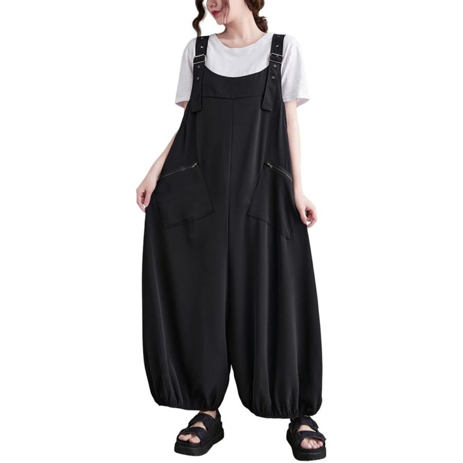 サロペット レディース オールインワン ワイド バルーンパンツ