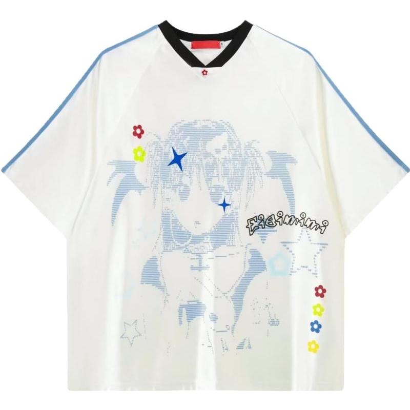 ゲームシャツ レディース Y2K ストリート系 Tシャツ 半袖 Vネック