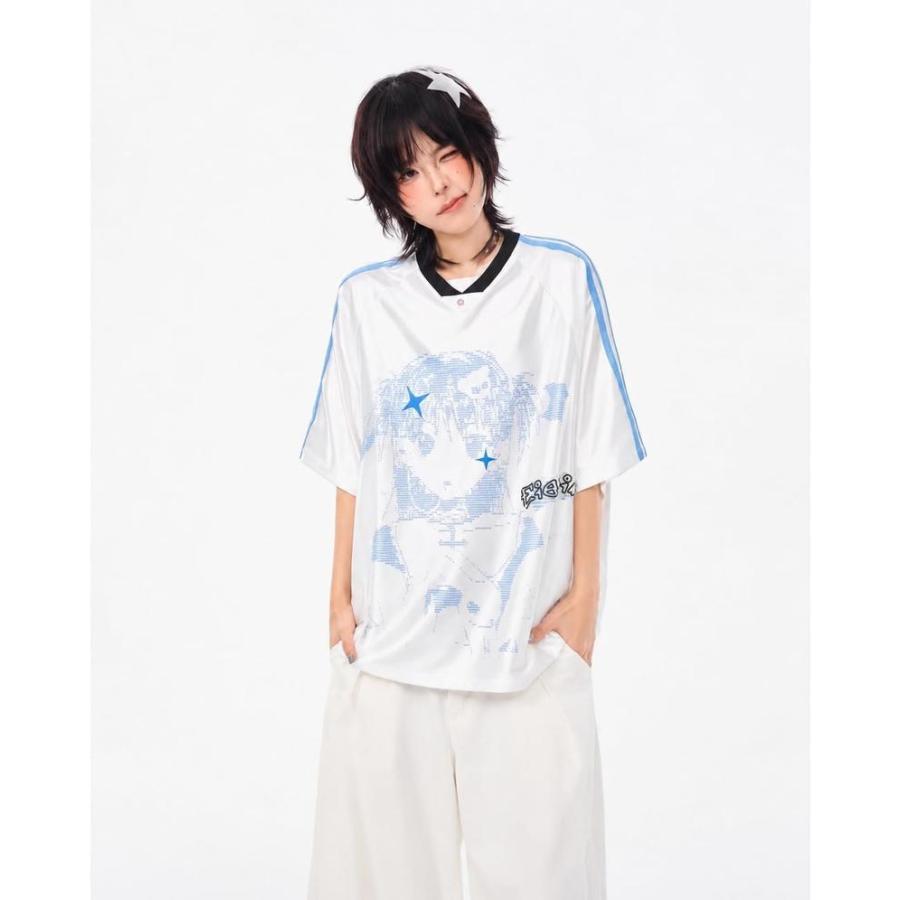 ゲームシャツ レディース Y2K ストリート系 Tシャツ 半袖 Vネック