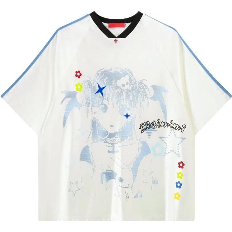 ゲームシャツ レディース Y2K ストリート系 Tシャツ 半袖 Vネック