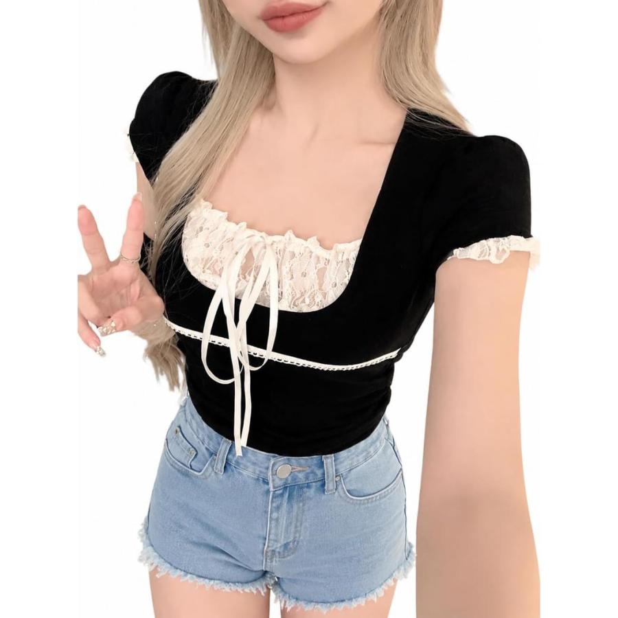 【新品タグ付】ATTISESSIONトレンドトップス2点セット レイヤード可 アームカバー付き Tシャツ レース トップス 地雷系 サブカル 量産系