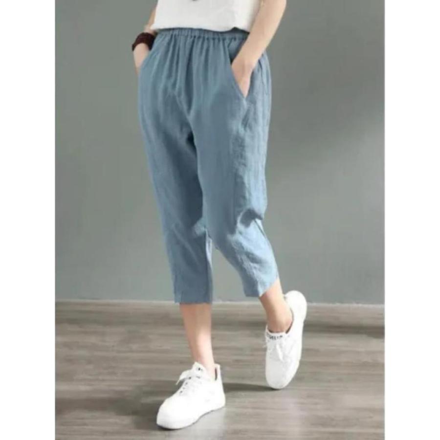 サルエルパンツ レディース 7分丈 綿麻 ワイドパンツ 夏服 ゆったり
